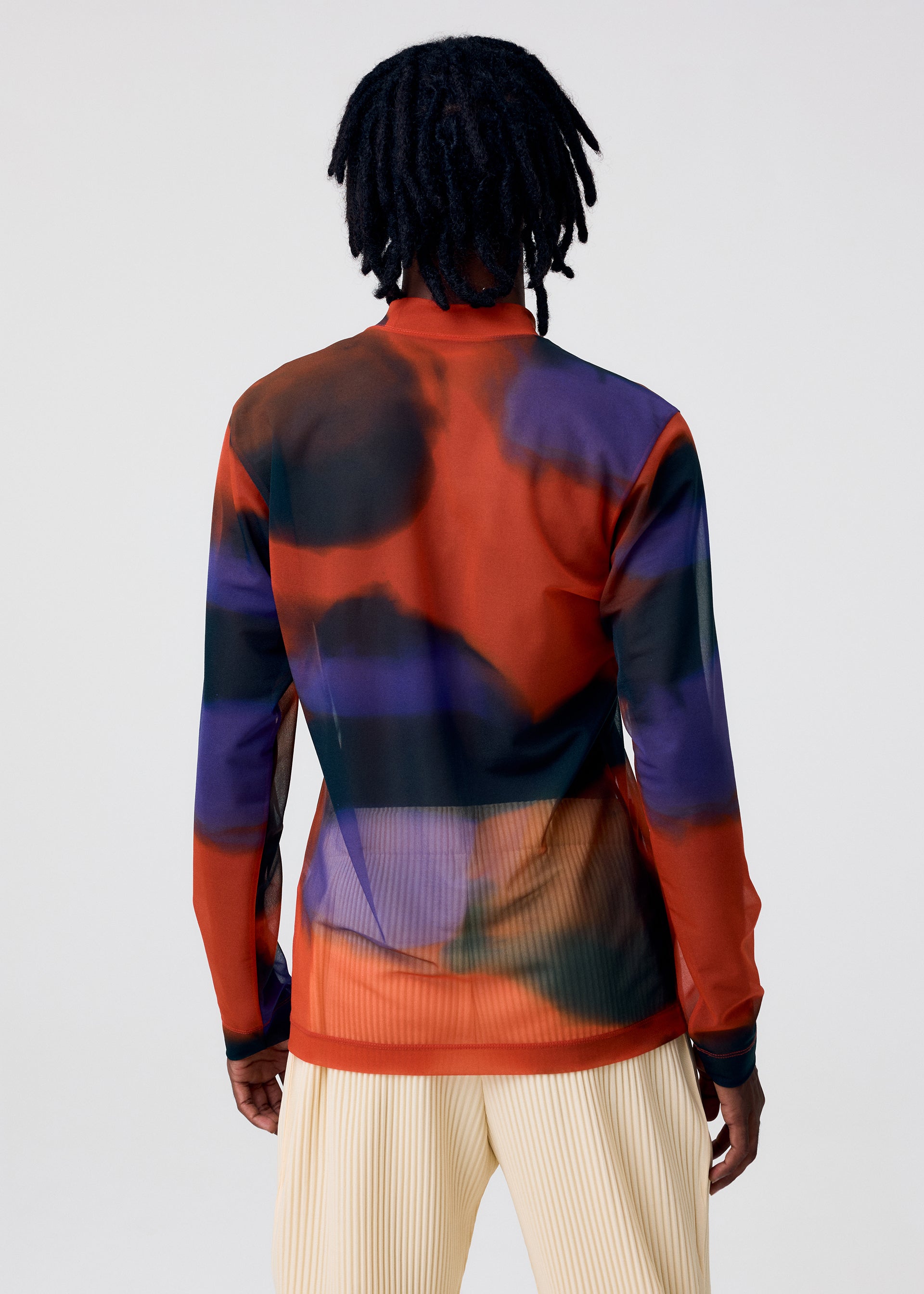 Issey Miyake Dawn Sheer tričko dlouhý rukáv šedá průsvitné