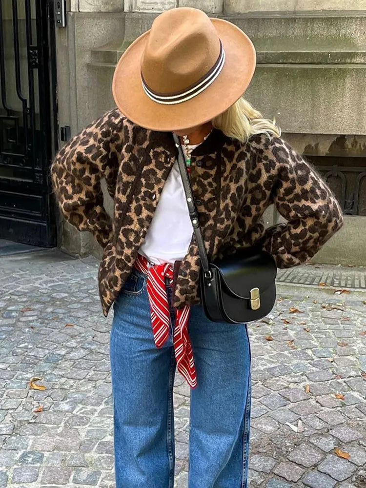 Norielle Léona dámská pletená vesta leopard hnědá