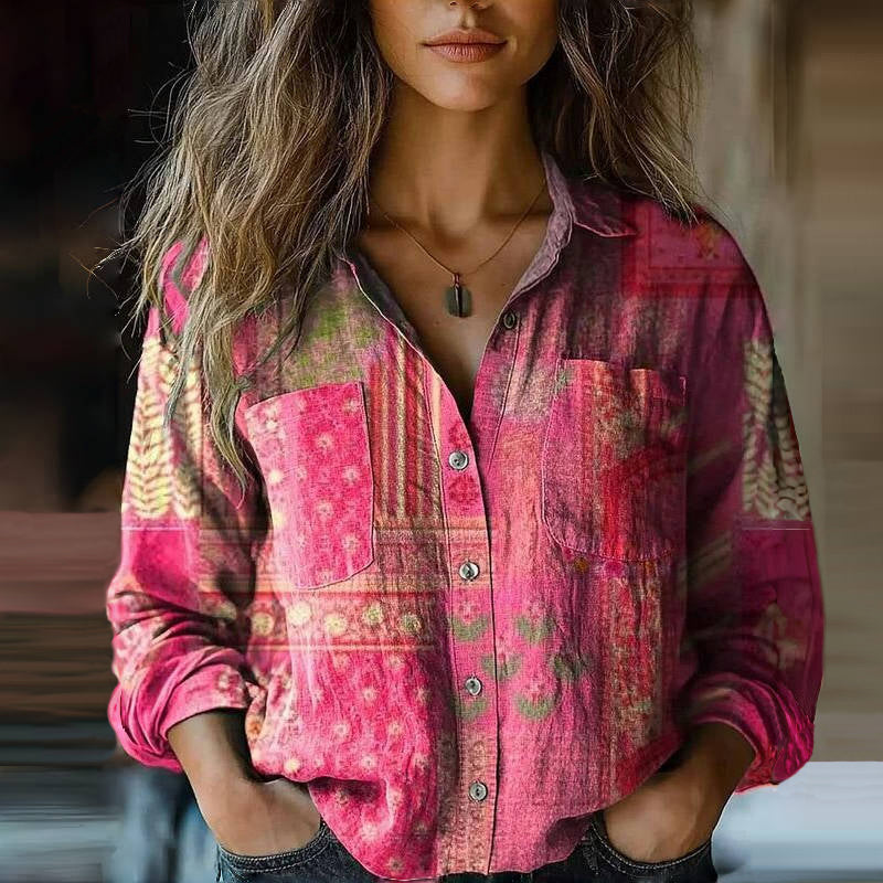 Norielle vintage halenka s knoflíky a potiskem červená XS
