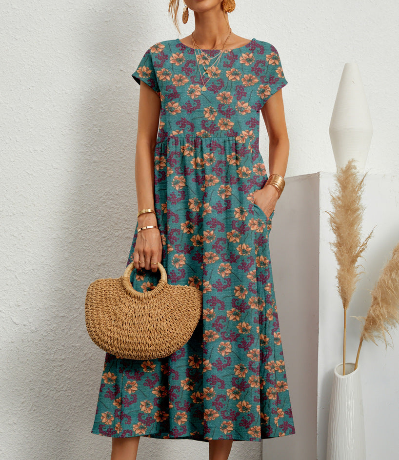 Norielle vintage midi šaty s potiskem červené