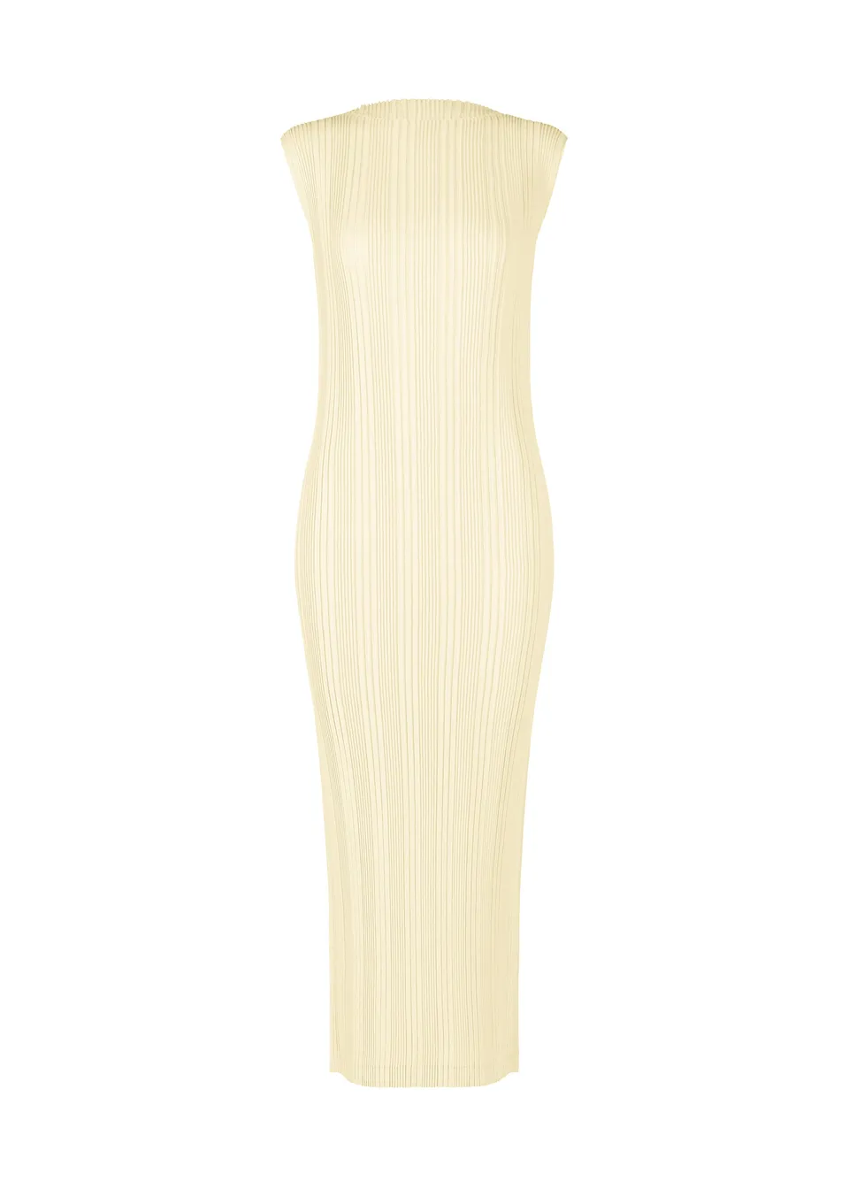 Issey Miyake Linen Like Rib Pleats šaty Ivory lňené