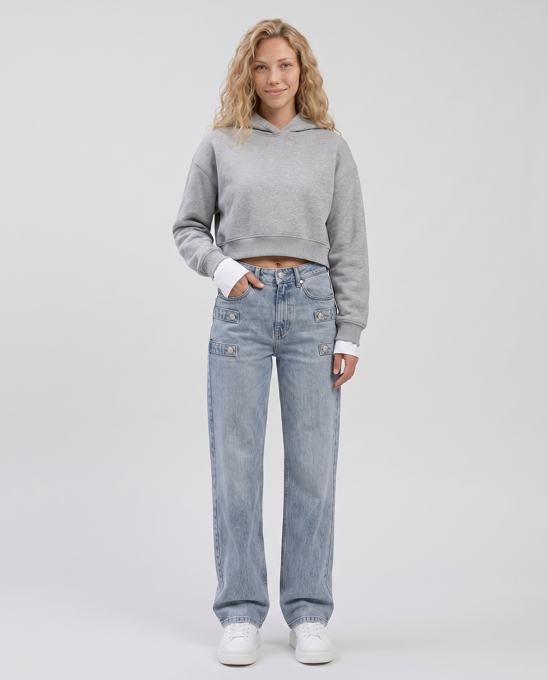 Norielle volné džíny wide leg světle modrá vysoký pas