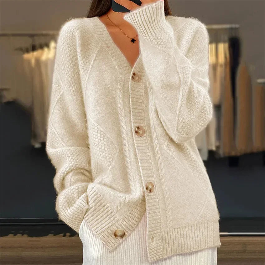 Norielle dámský pletený cardigan béžový na knoflíky