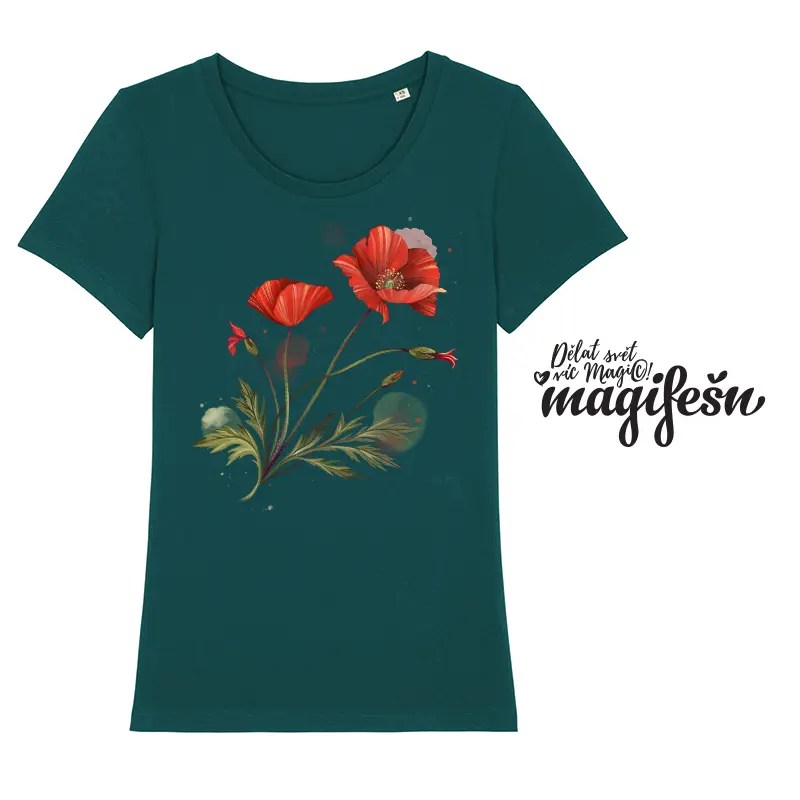 Magifešn BIO tričko XX Vlčí máky Night biobavlna