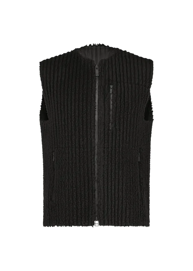 Homme Plissé Issey Miyake Fleece Pleats vesta černá