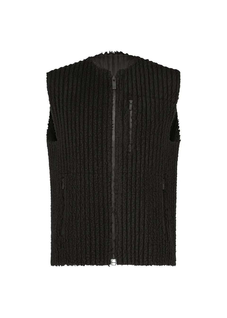 Homme Plissé Issey Miyake Fleece Pleats vesta černá