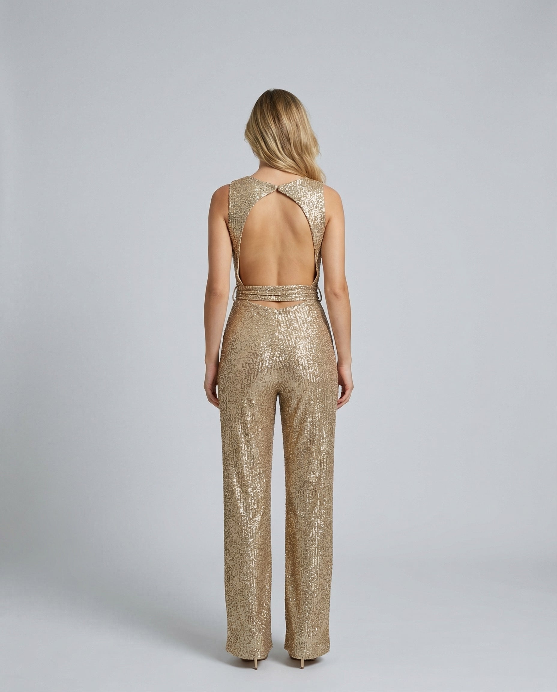 Norielle overal dámský flitrový jumpsuit zlatá M