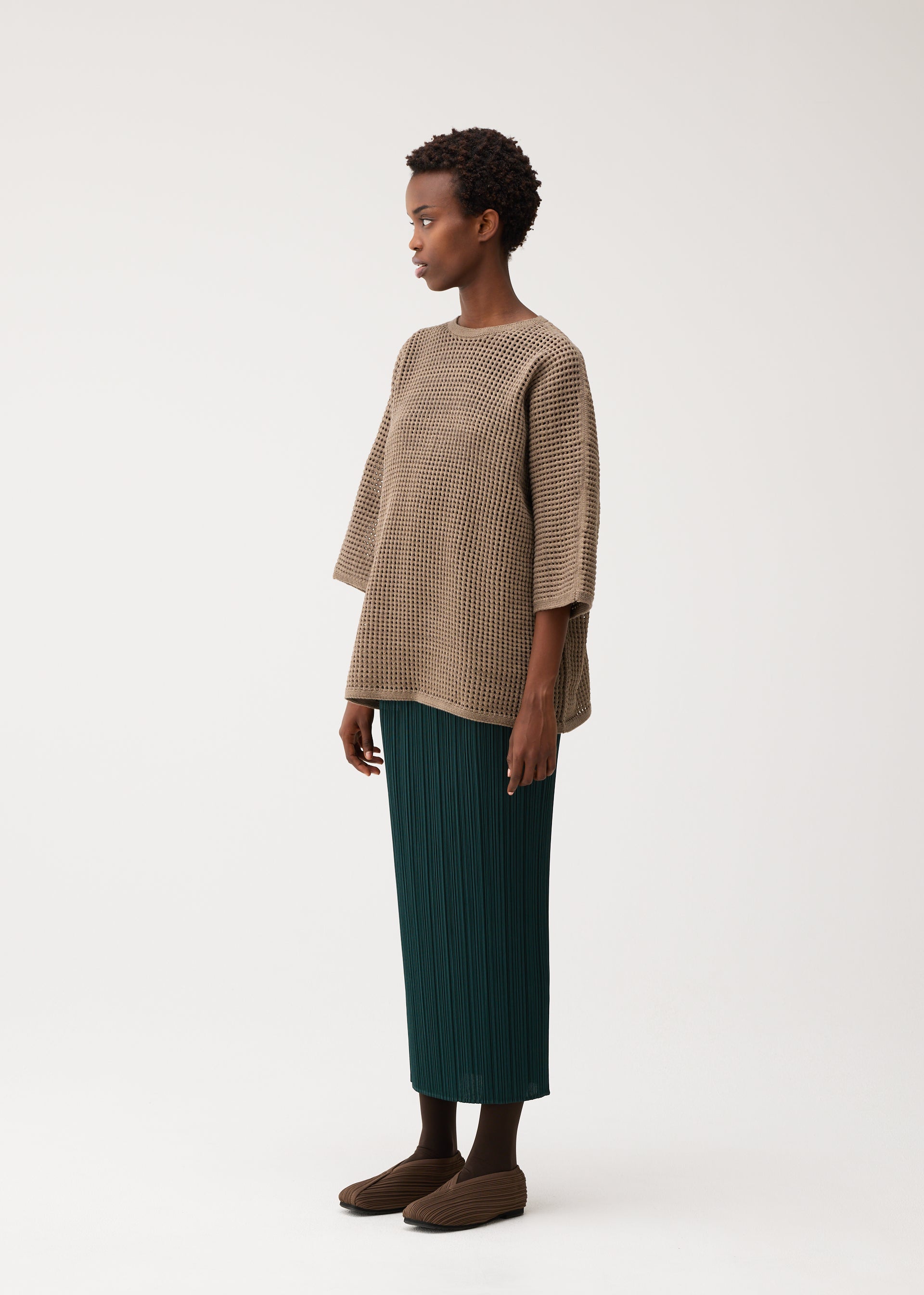 Pleats Please Issey Miyake Dot Knit vlněný svetr černý