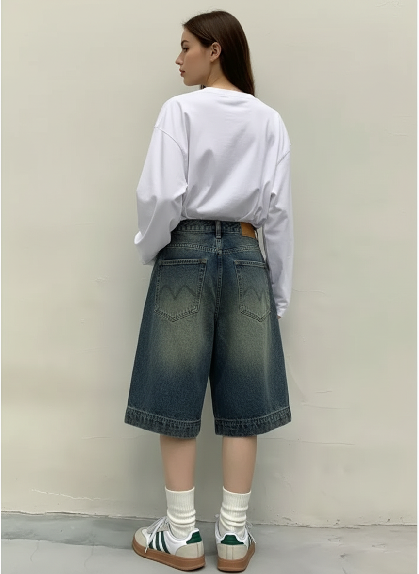 Norielle džínové culottes modré široké s vysokým pasem