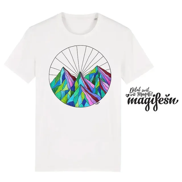 Magifešn XY tričko Hory z duhy biobavlna unisex