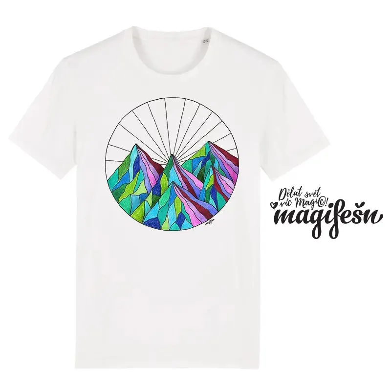 Magifešn XY tričko Hory z duhy biobavlna unisex