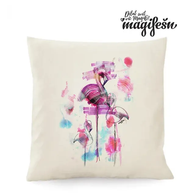 Magifešn Plameňáci povlak 50x50 cm Fairtrade bavlna