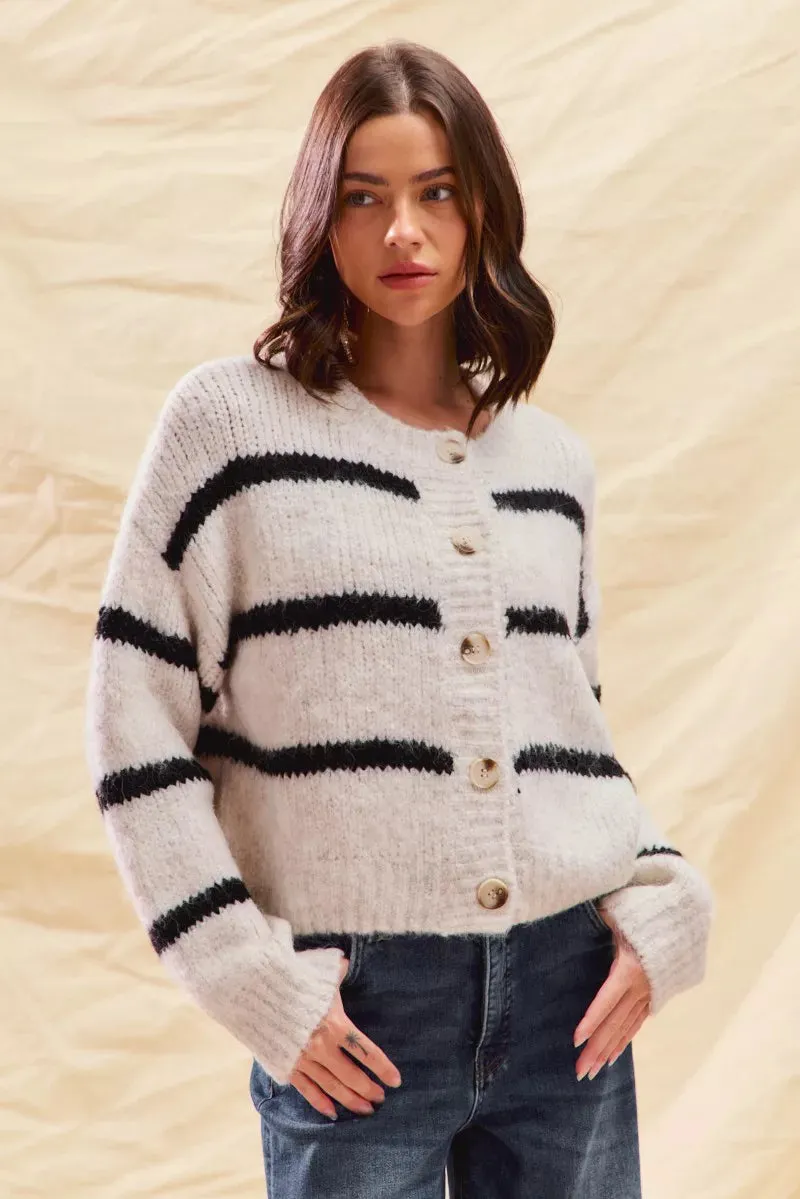 Norielle Rayé cardigan pruhovaný bílý S