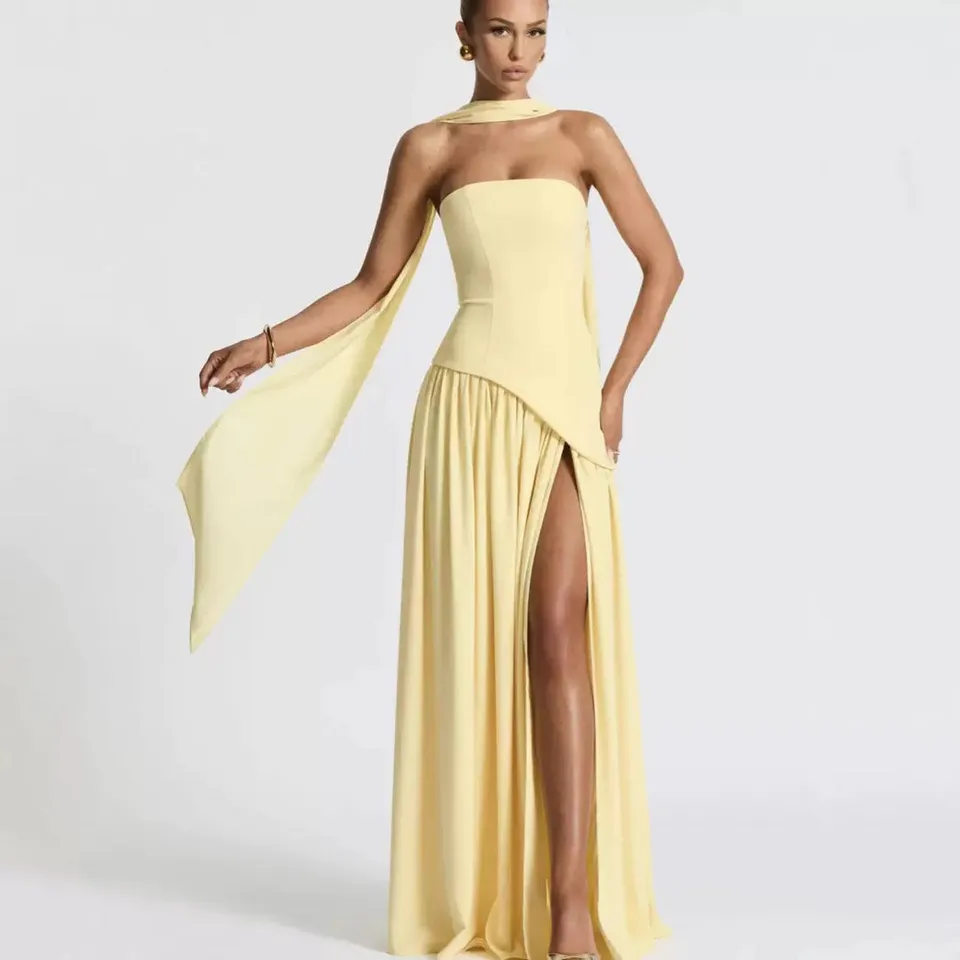Norielle bustier maxi šaty s rozparkem dlouhé