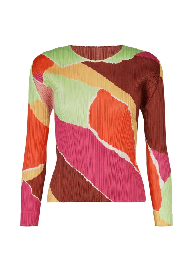 Issey Miyake Surprise top s dlouhým rukávem oranžová potisk