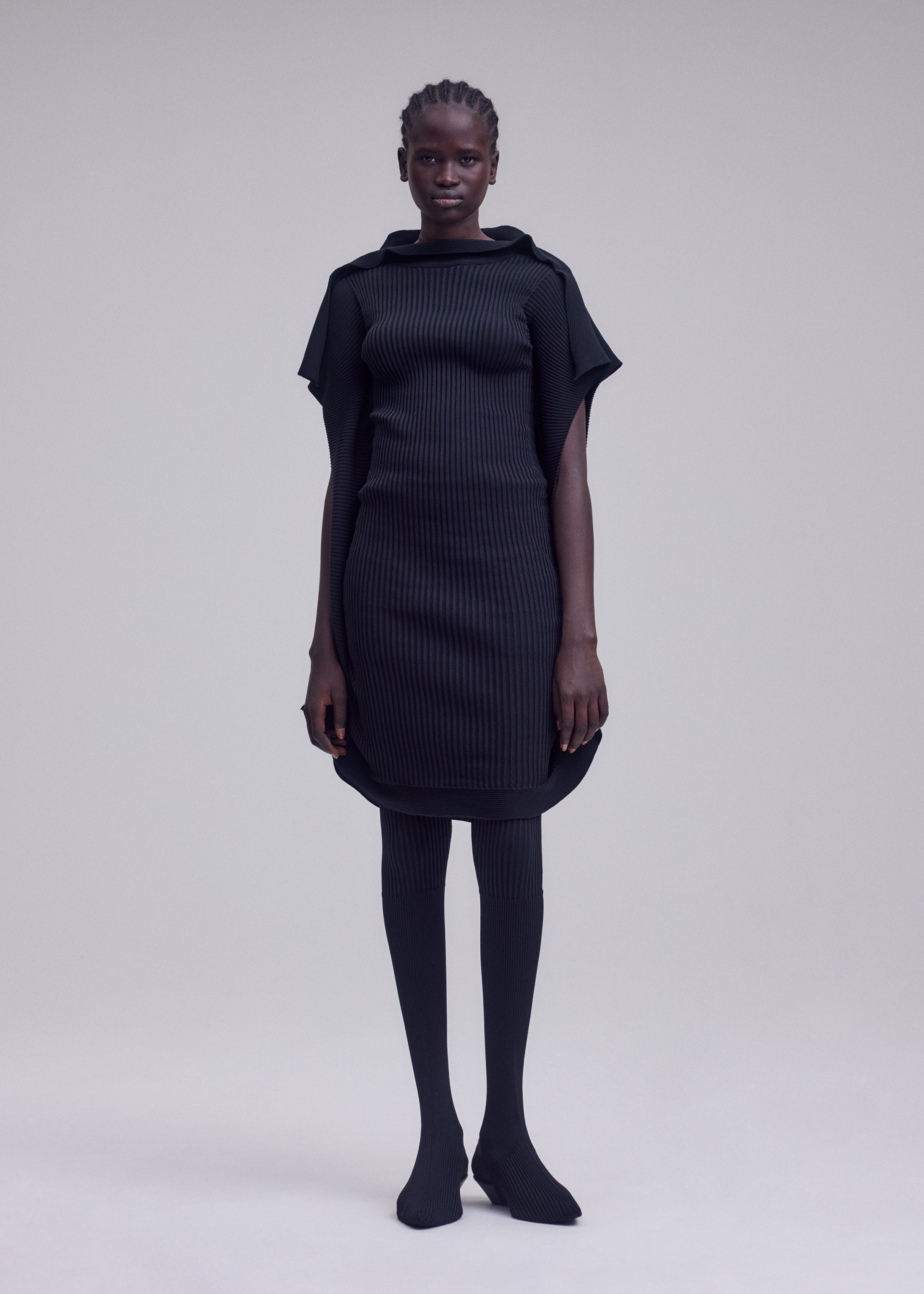 Issey Miyake Prance pletené minišaty ivory vel. 2 recyklované