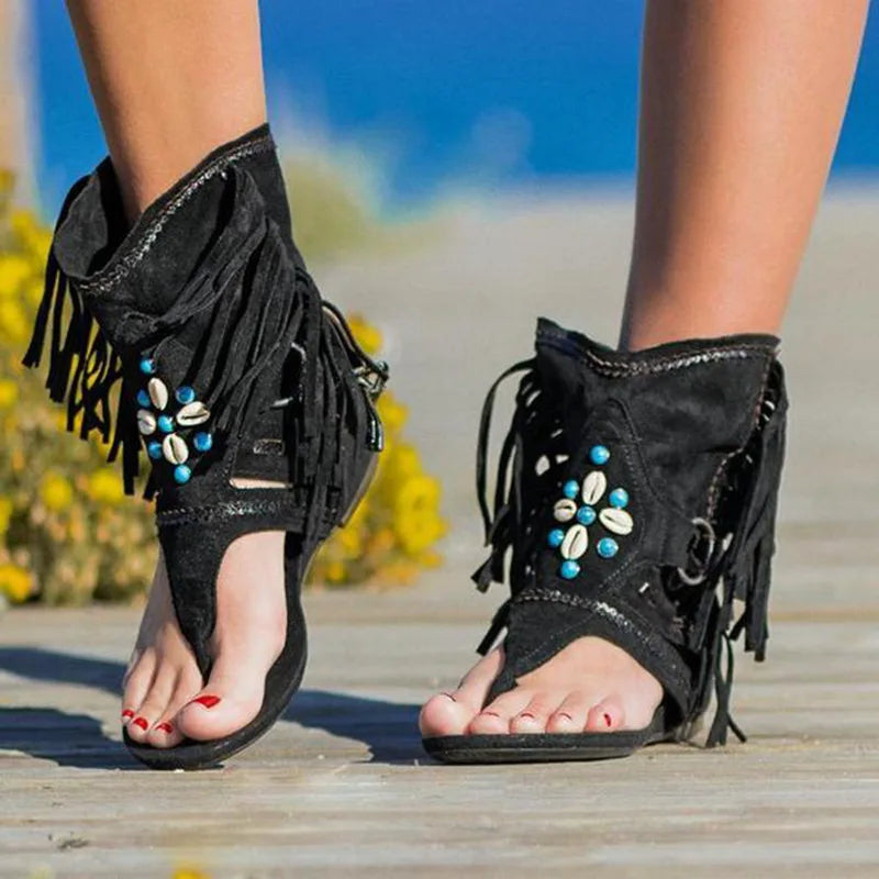 Norielle boho sandaly s trasnemi hnede ploche