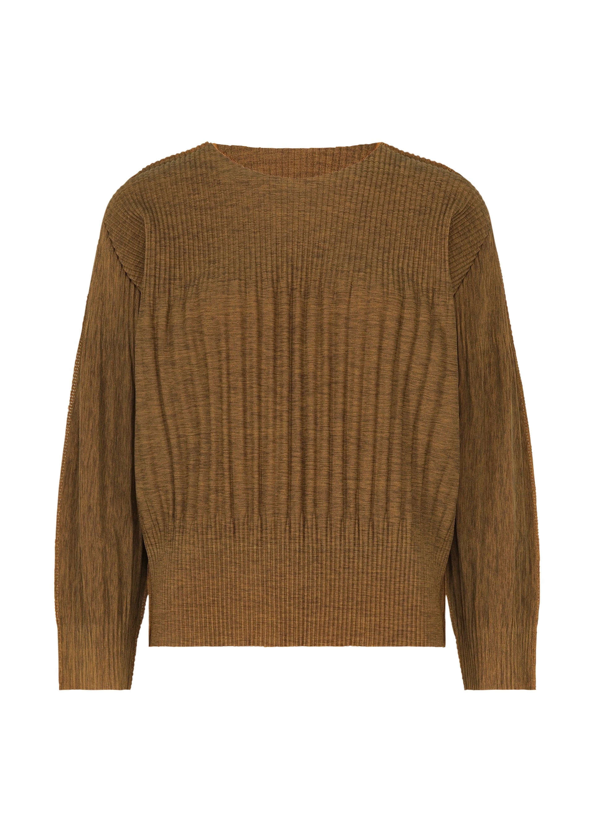 Issey Miyake Mix Fine Knit Pleats top Taupe dlouhý rukáv