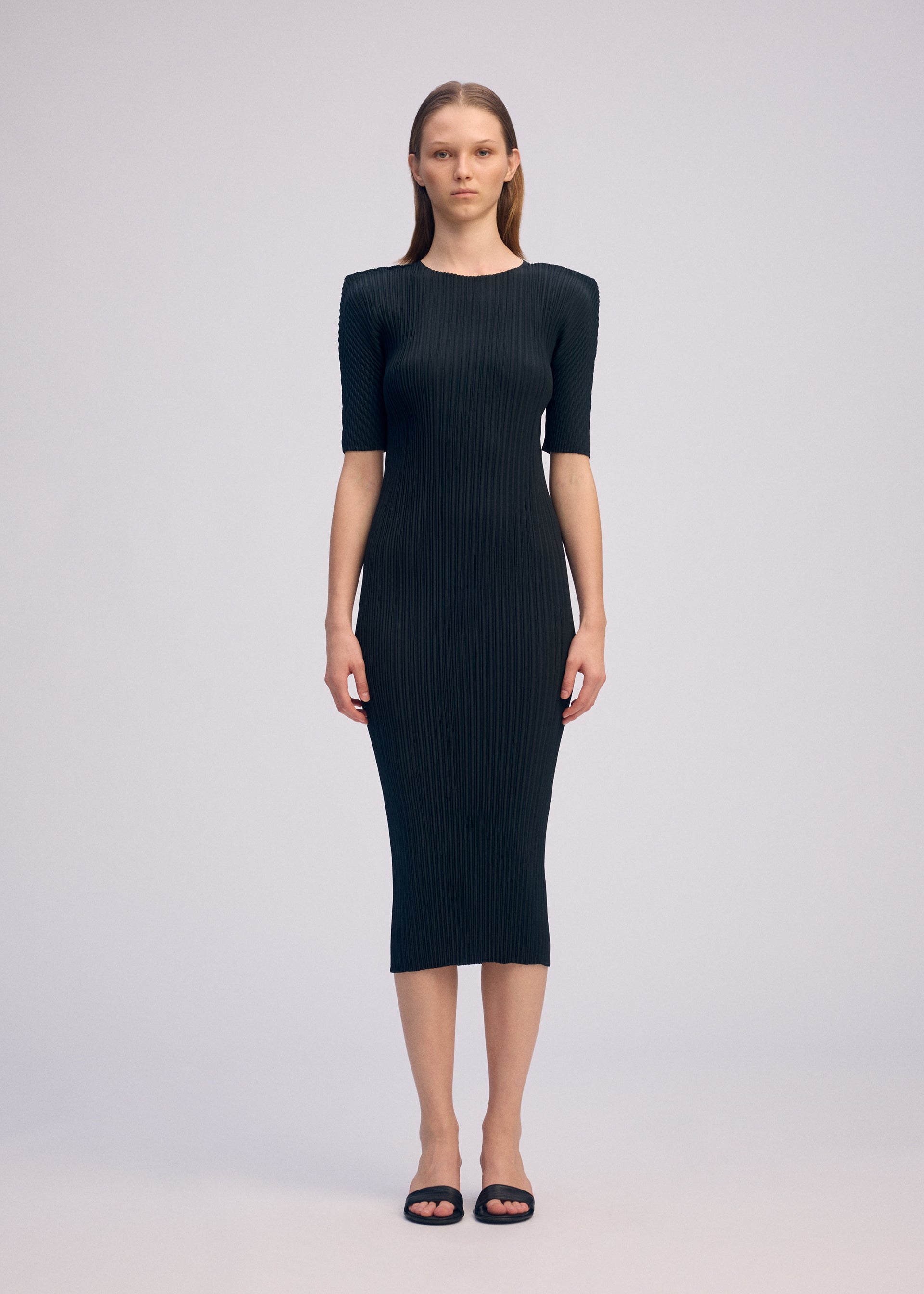 Issey Miyake Box Shoulder Pleats šaty světle šedá vel. 2 plisované
