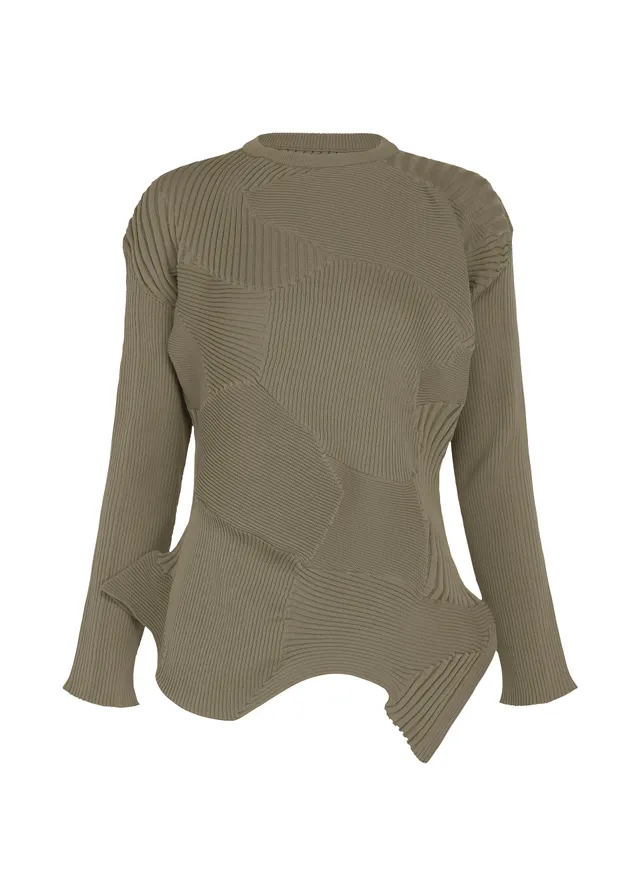 Issey Miyake Kone Kone pletený top šedý dlouhý rukáv