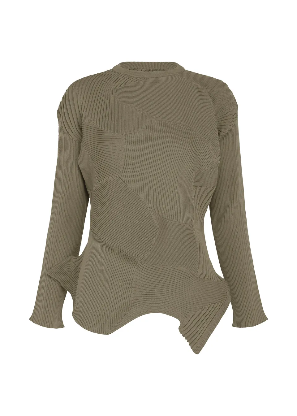 Issey Miyake Kone Kone pletený top šedý dlouhý rukáv