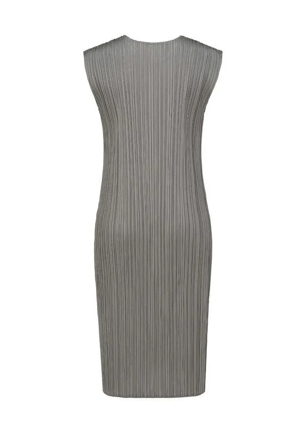 Issey Miyake Basics šaty světle šedé s rukávem