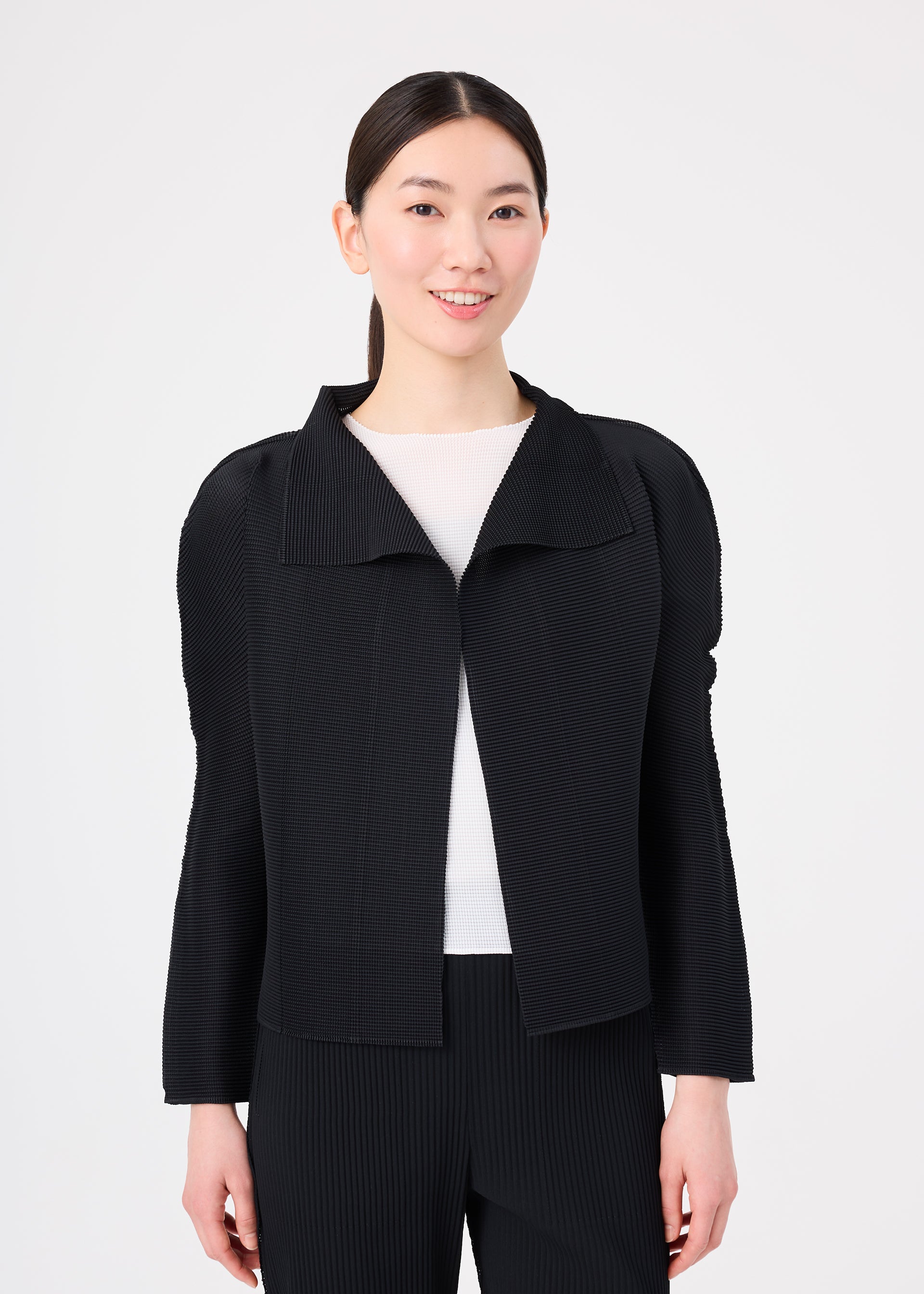 Issey Miyake Stretch Pleats kardigan s dlouhým rukávem