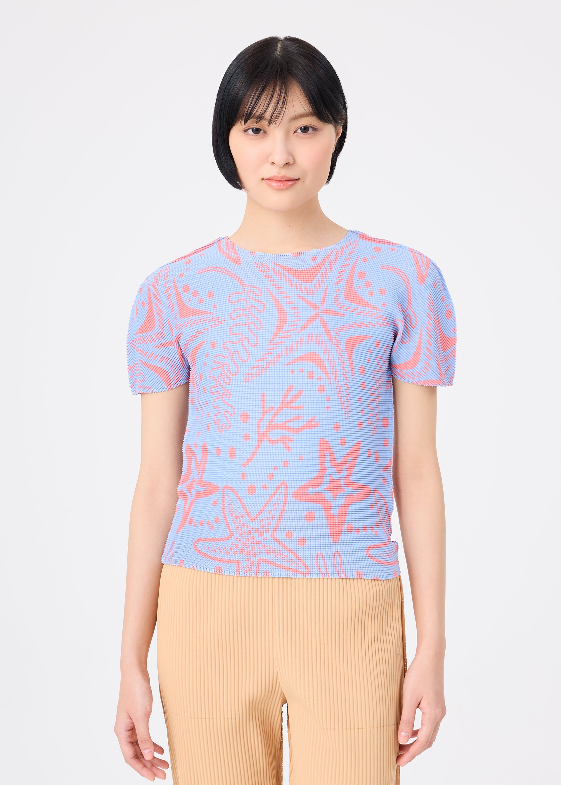 Issey Miyake me Starfish top černý plisovaný vzor