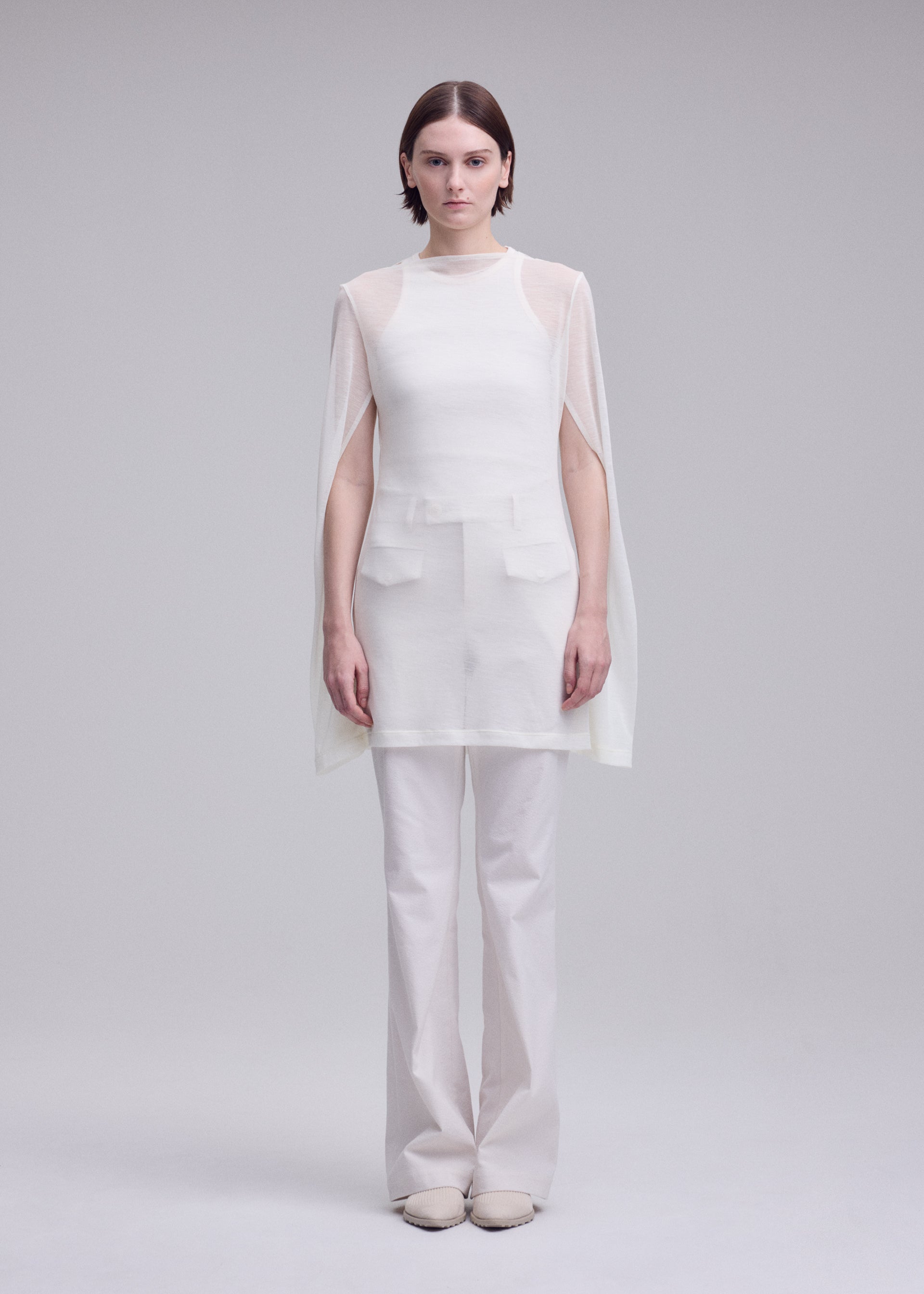 Issey Miyake Sheer Wool Jersey tunika černá vel. 2 vlněná