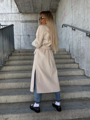 Norielle dlouhý kabát trench s páskem černý