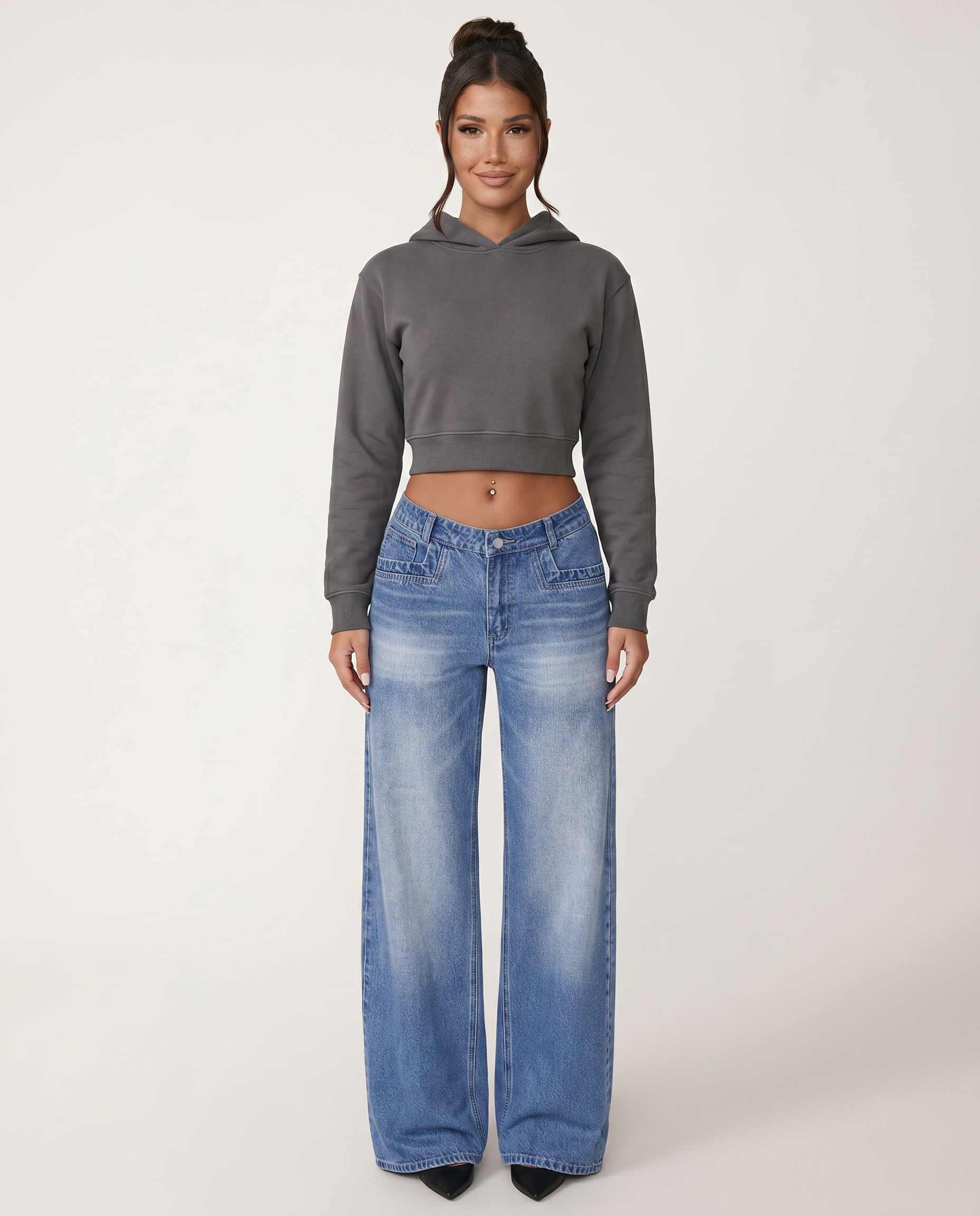 Norielle balloon džíny high-waist modré