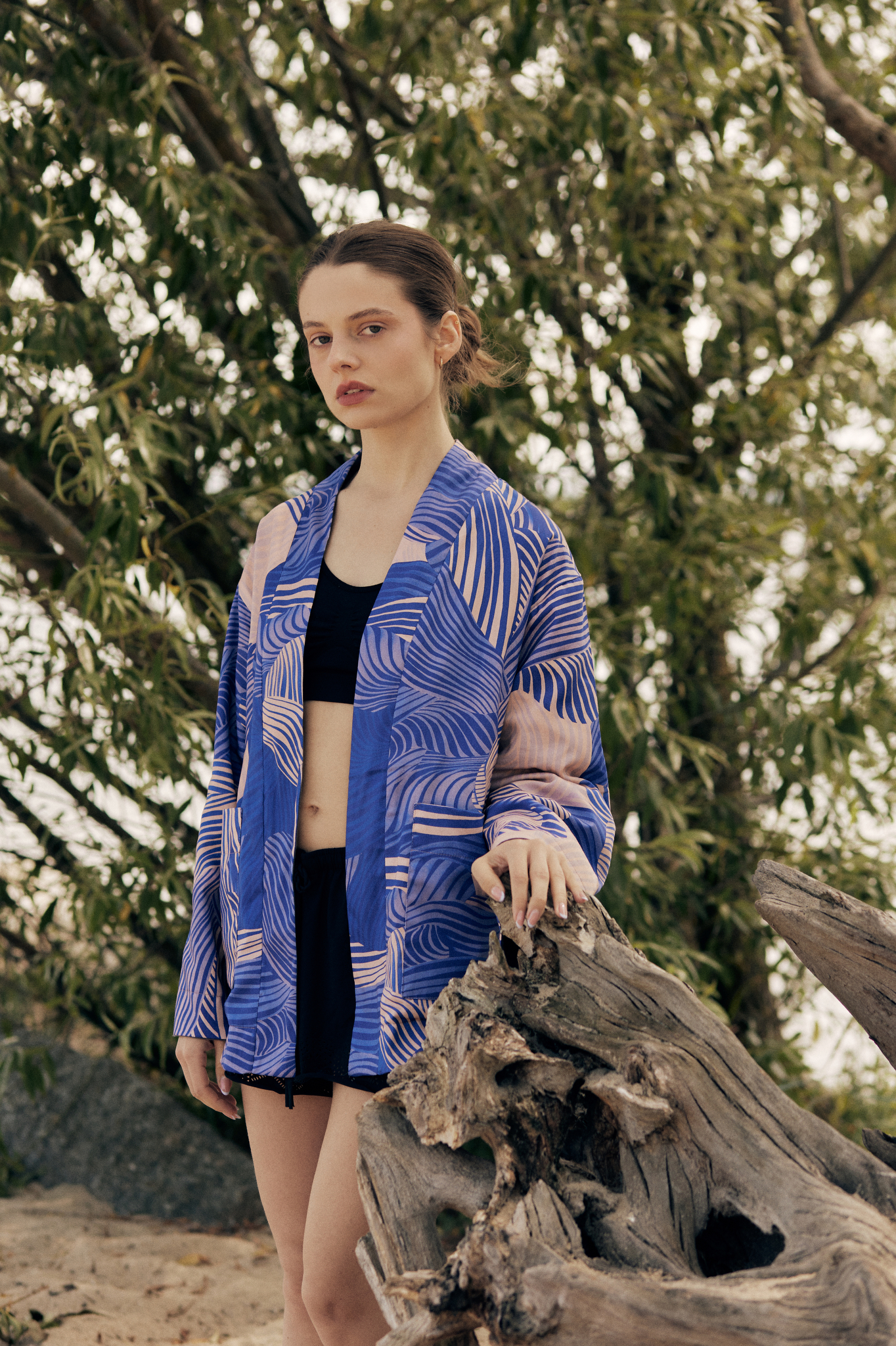 Aurelia & Zwei Frauen Hokusai kimono s páskem bavlněné