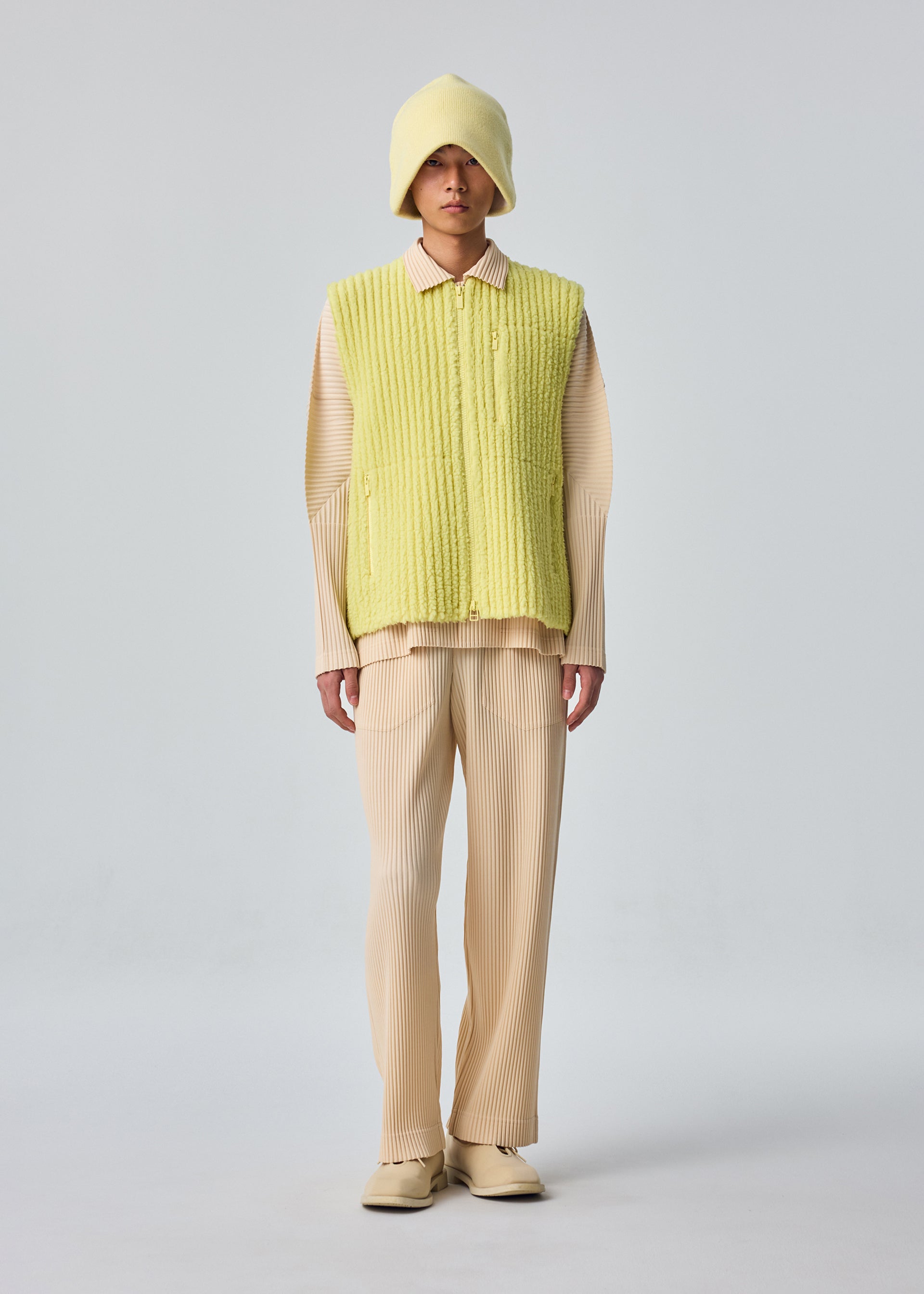 Homme Plissé Issey Miyake Fleece Pleats vesta černá