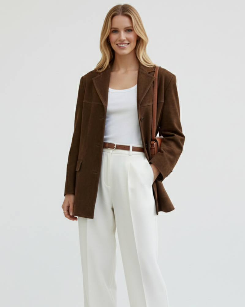 Norielle oversize elegantní sako hnědé volný střih