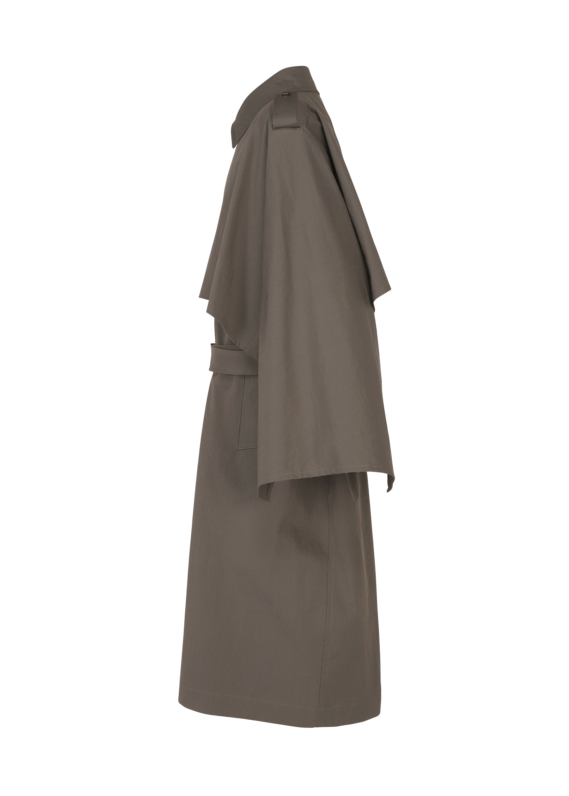 Issey Miyake Overlap kabát hnědý lehká bavlna