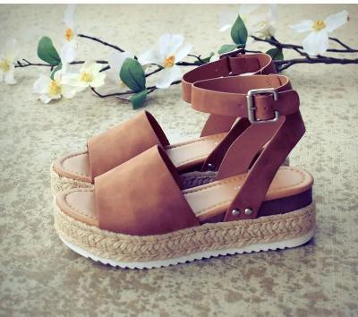 Norielle Espadrilky sandály na klínku hnědé