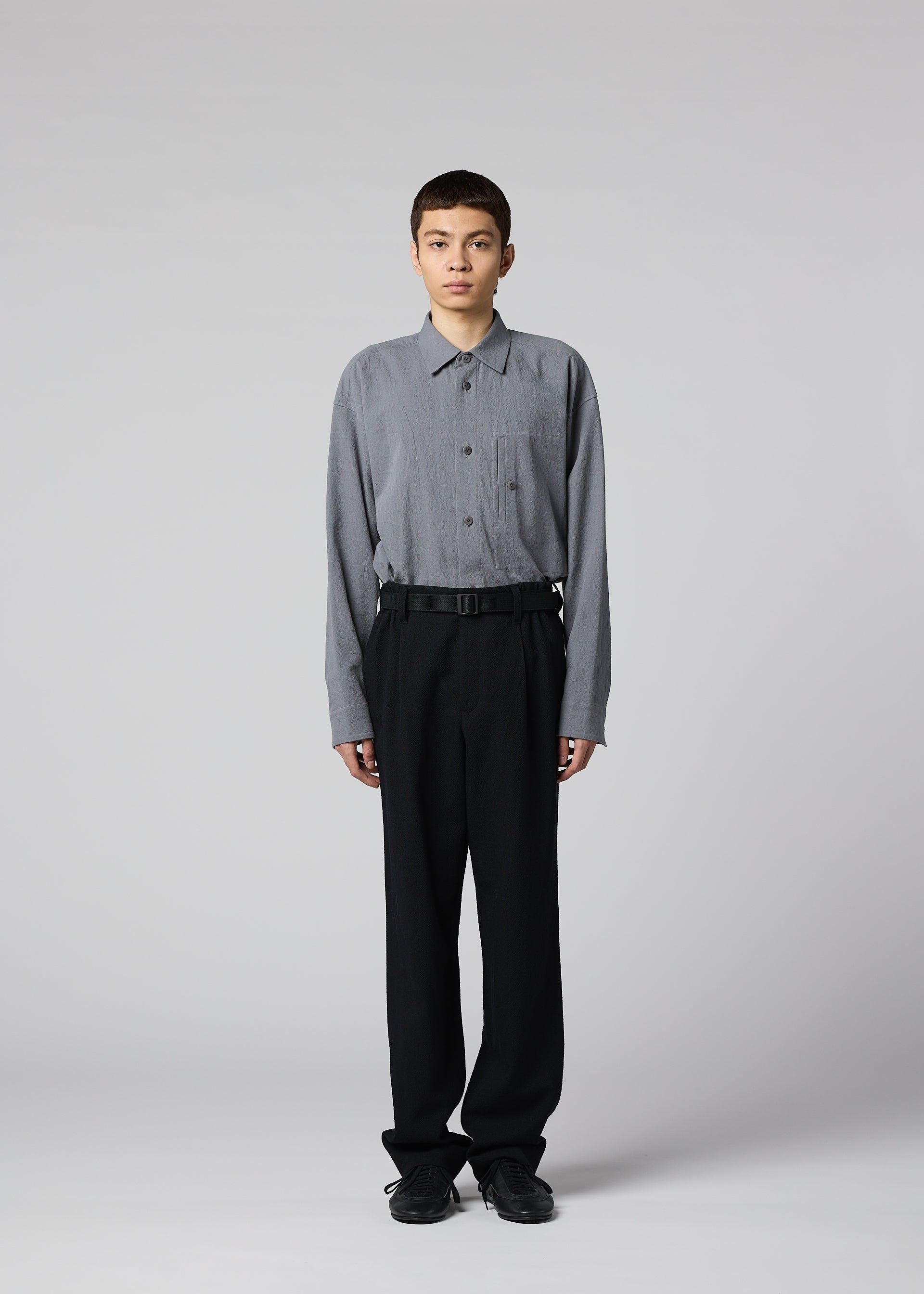 Issey Miyake Shrink Wool pánské kalhoty černé vlněné