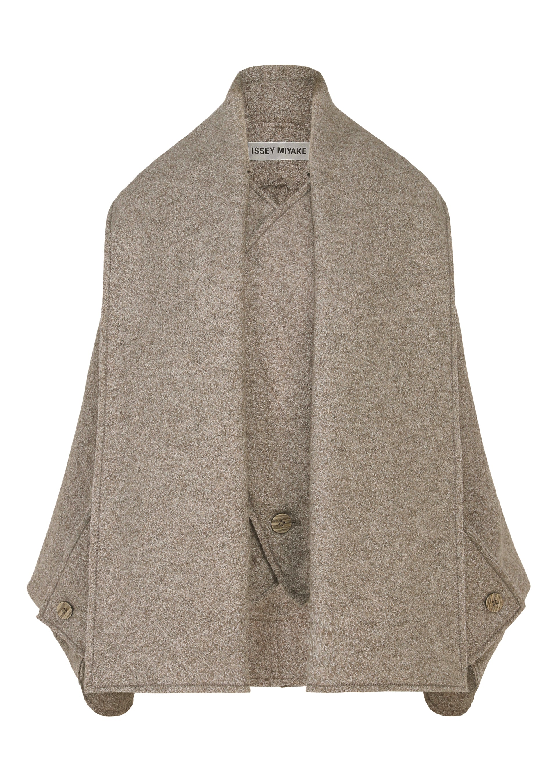 Issey Miyake Woolen Granite IM63331 dámský kabát šedý se šálou
