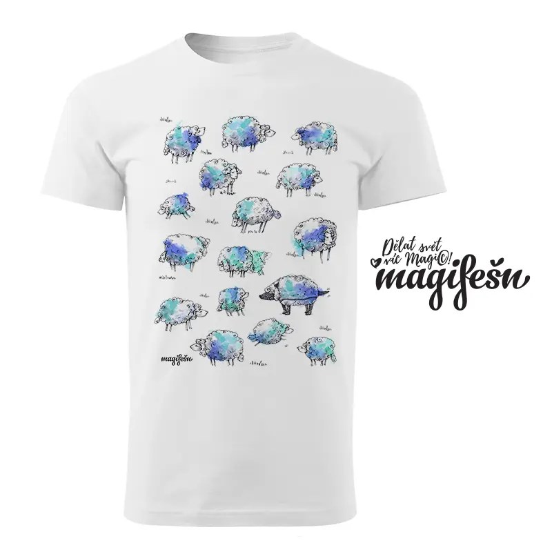 Magifešn XY tričko Ovečky a vlk modrá bio