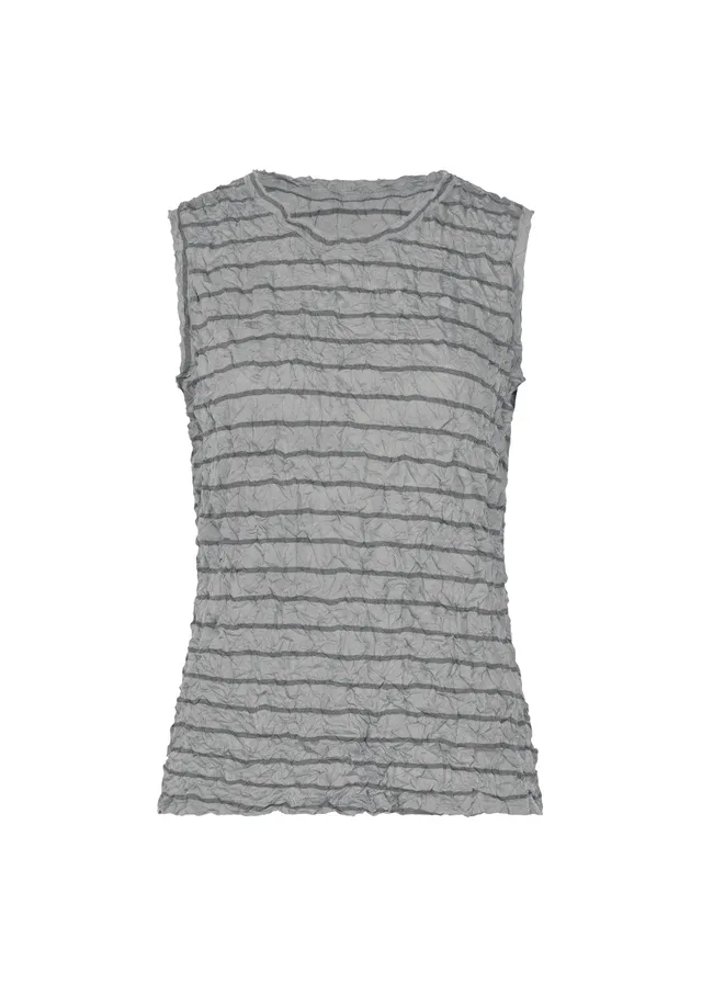 me ISSEY MIYAKE Stripe Meringue pruhovaný top šedý