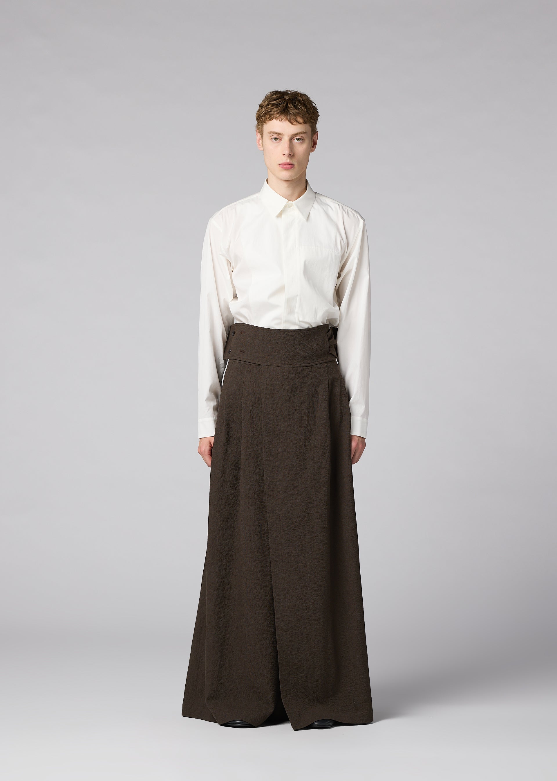 Issey Miyake SHRINK WOOL široké kalhoty černé