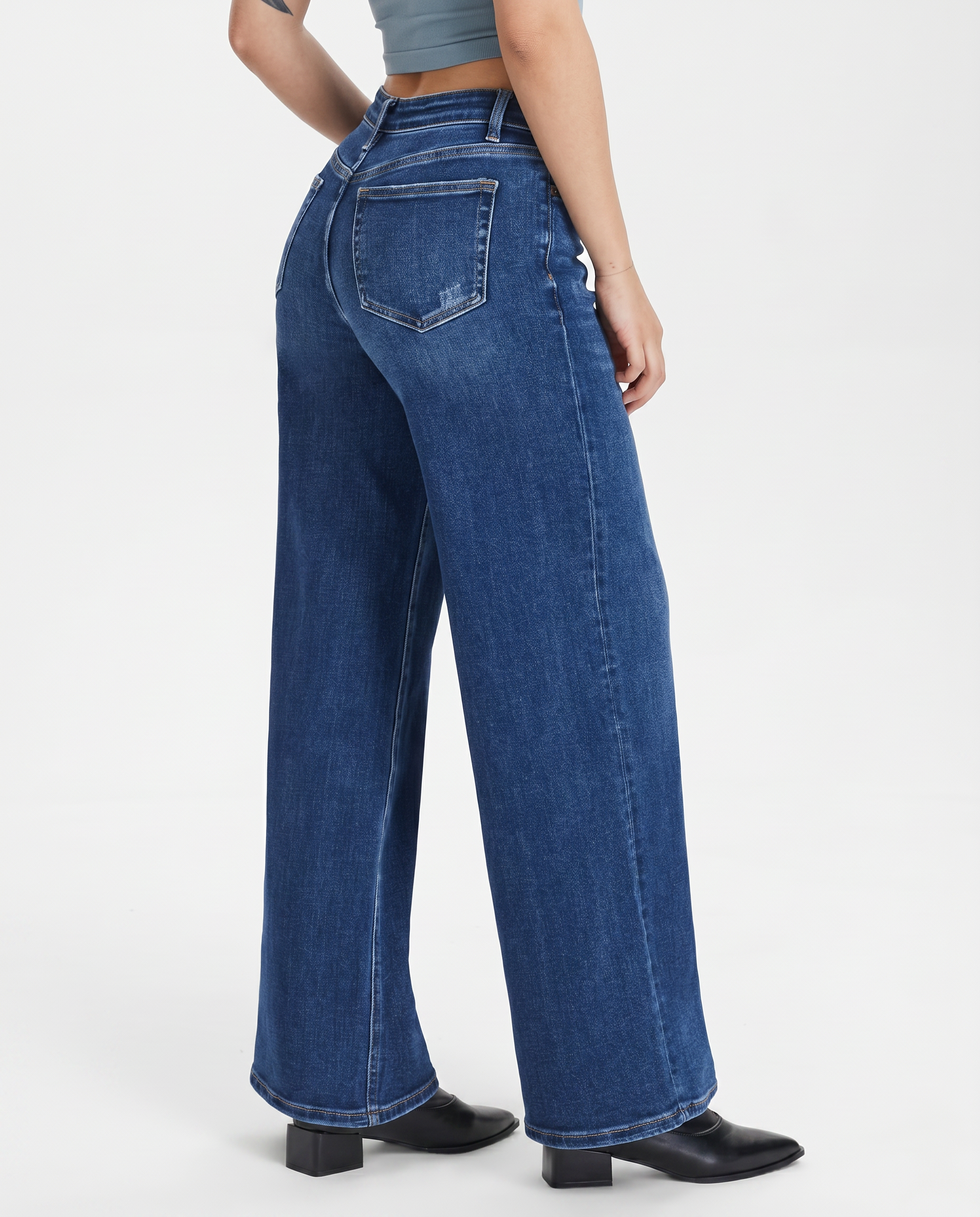 Norielle džíny wide leg tmavě modré M vysoký pas