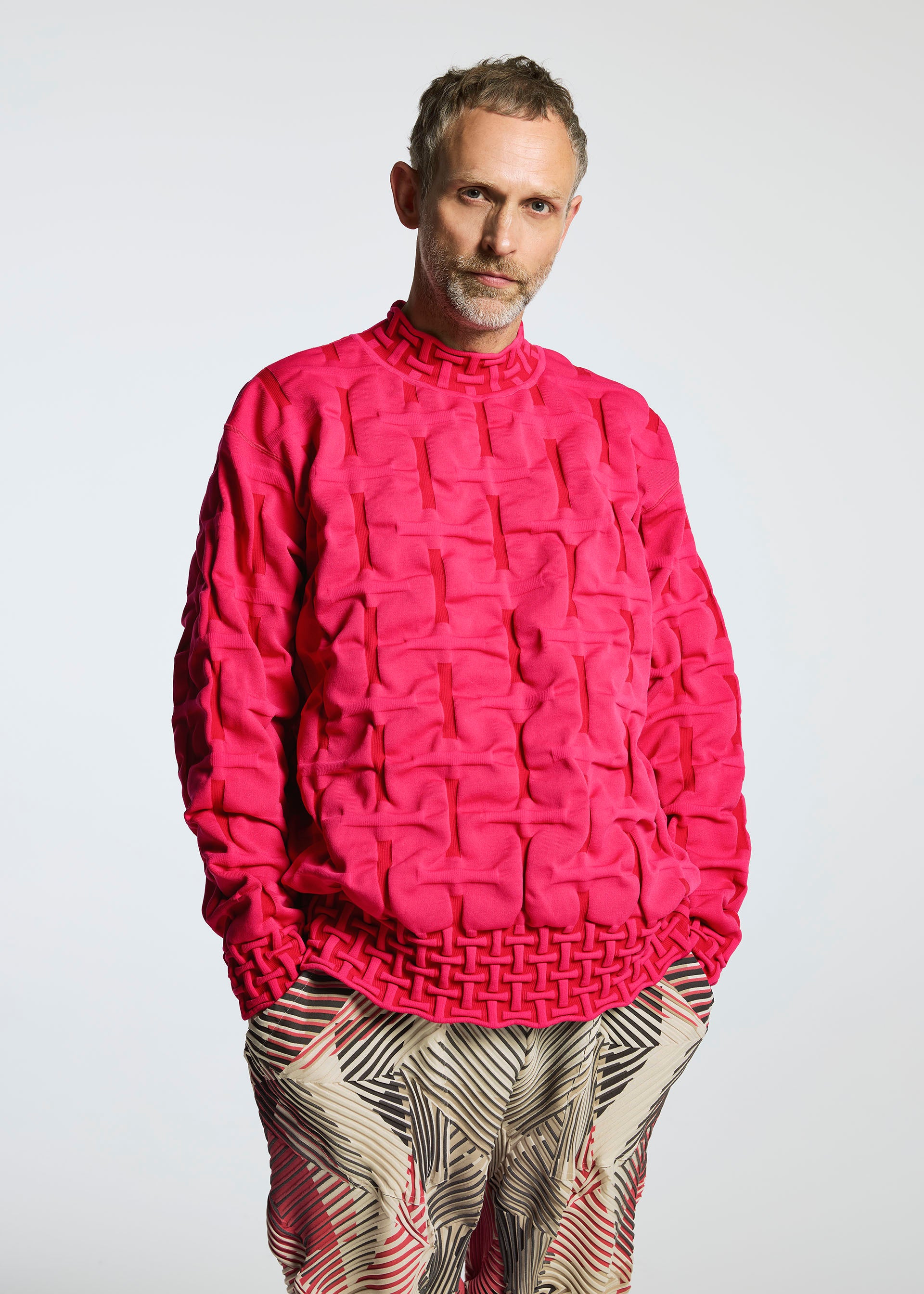 Issey Miyake Type-P 002 plisované kalhoty červené vel. 2