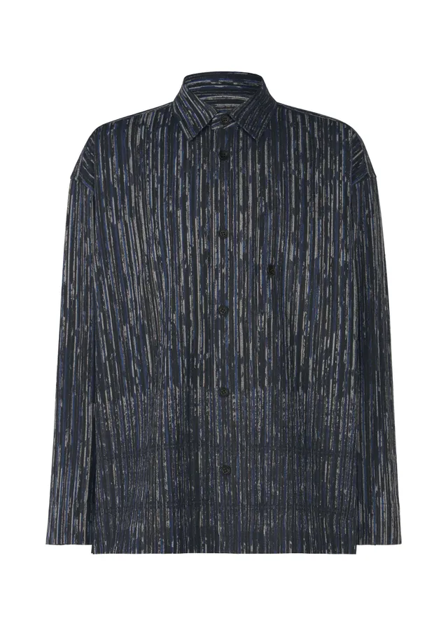 Issey Miyake Curviness Shirt košile charcoal gray pruhovaná