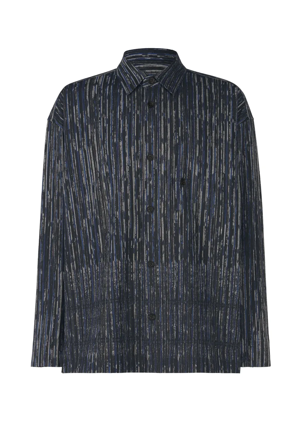 Issey Miyake Curviness Shirt košile charcoal gray pruhovaná