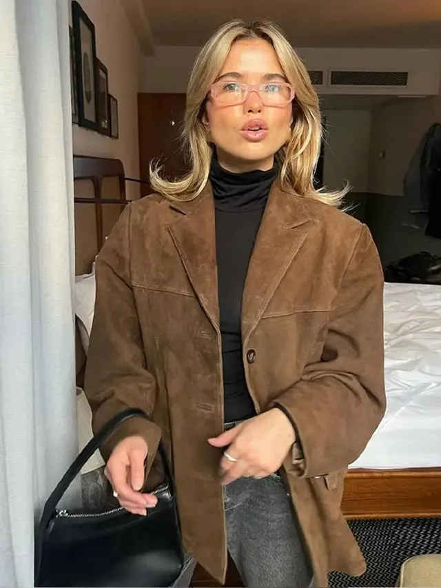 Norielle semišová bunda se stojáčkem hnědá