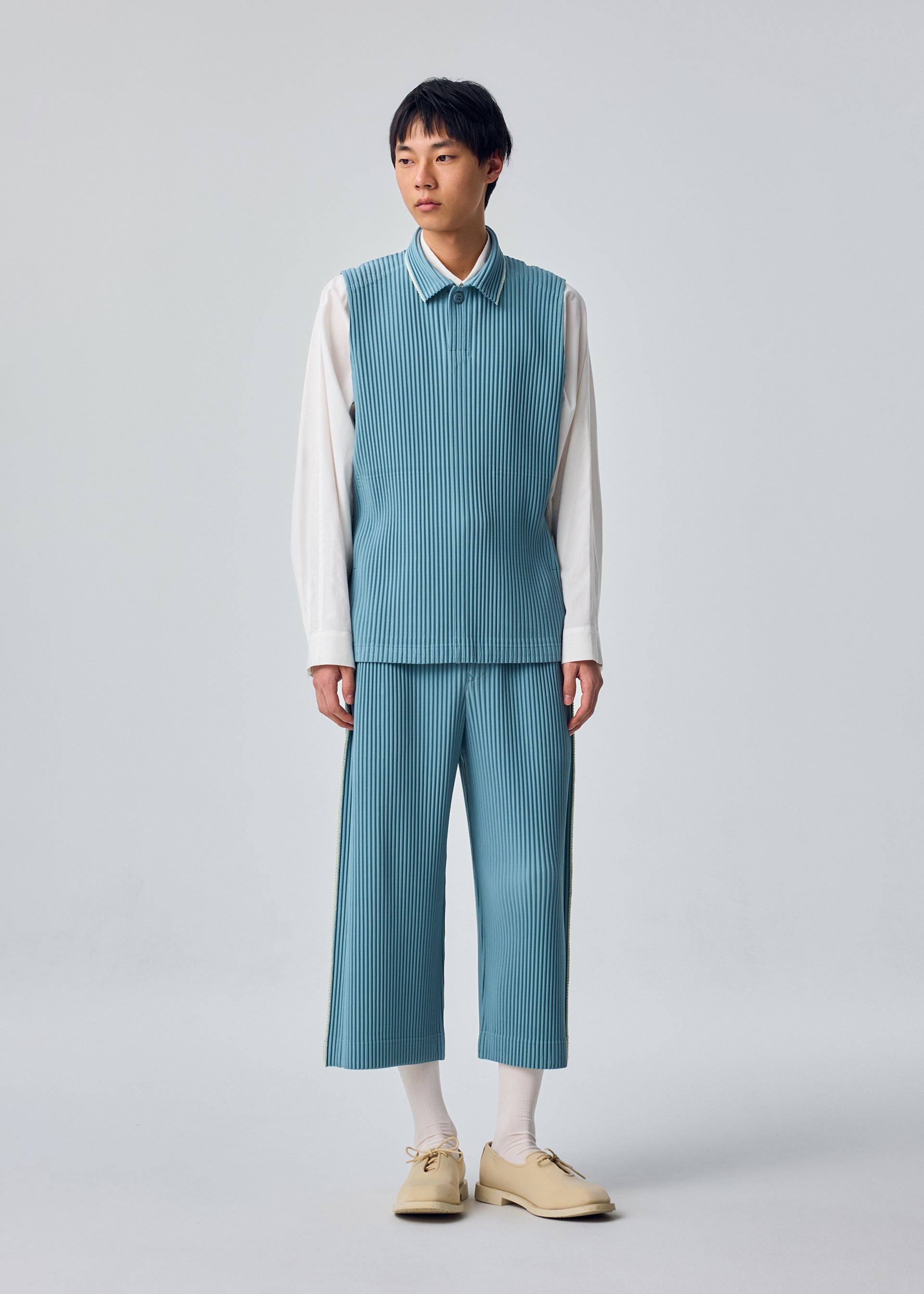 Issey Miyake Embroidery Stripes kalhoty Shade Pink 2