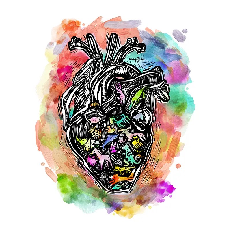 Magifešn Medium Zvířata v srdci taška Aquarelly