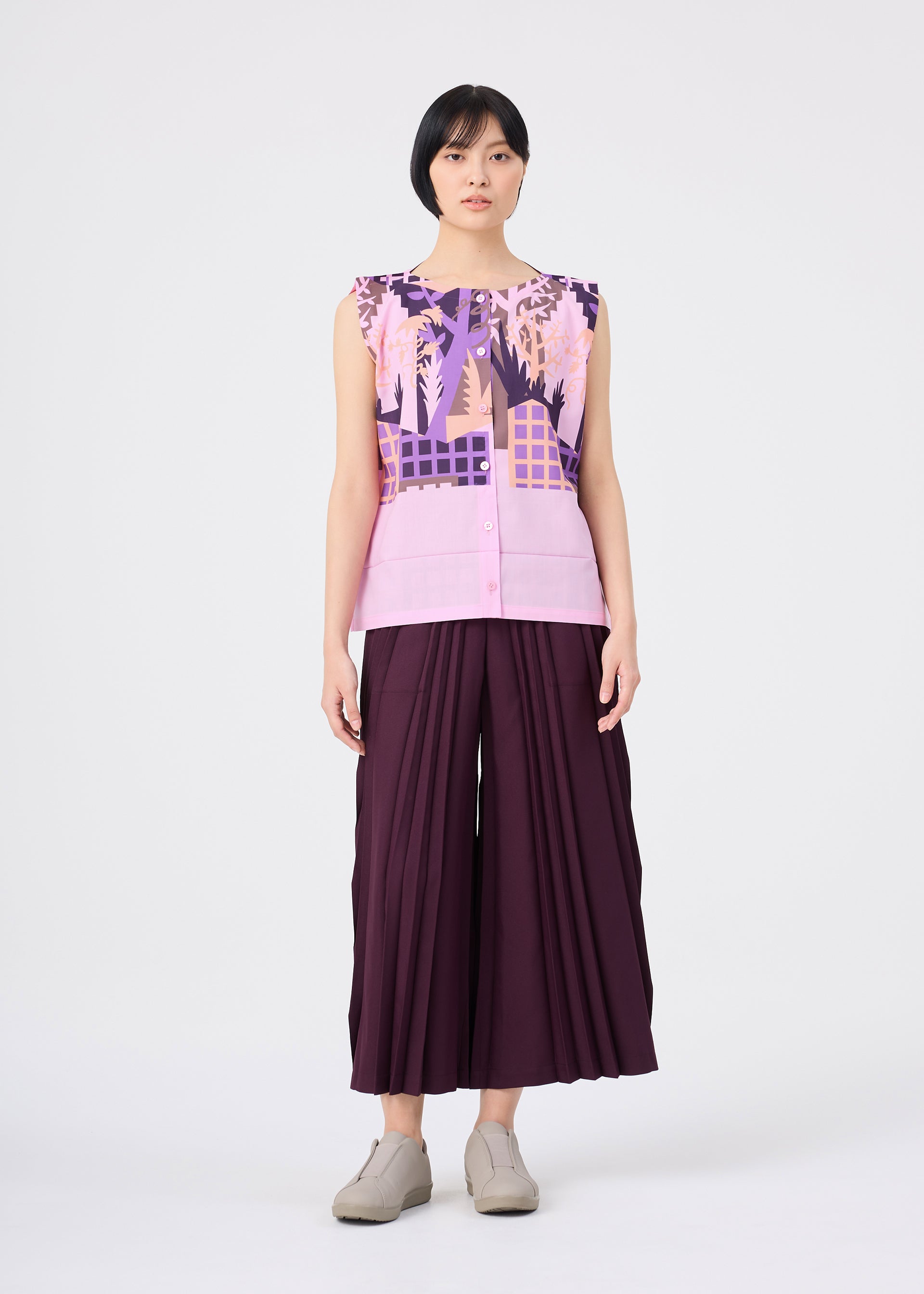 me Issey Miyake Building Print top bez rukávů