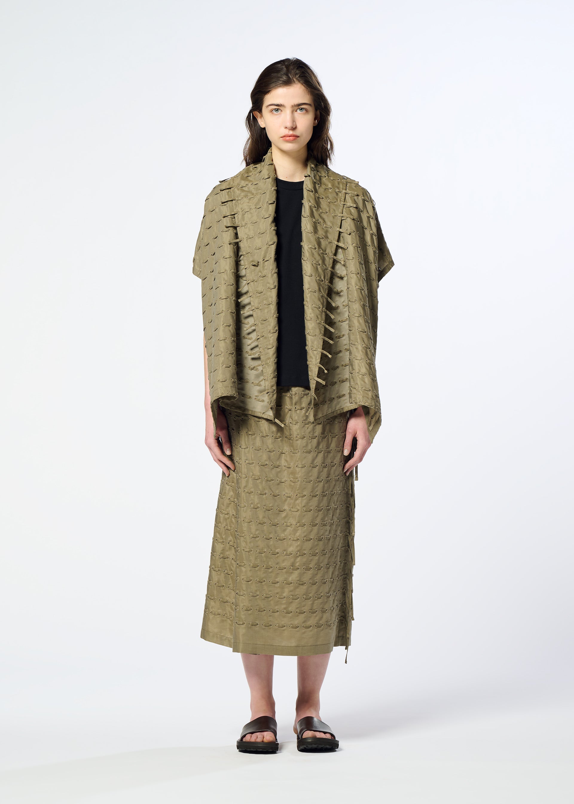 Issey Miyake Hole & Line kardigan khaki vel. 2 děrovaný